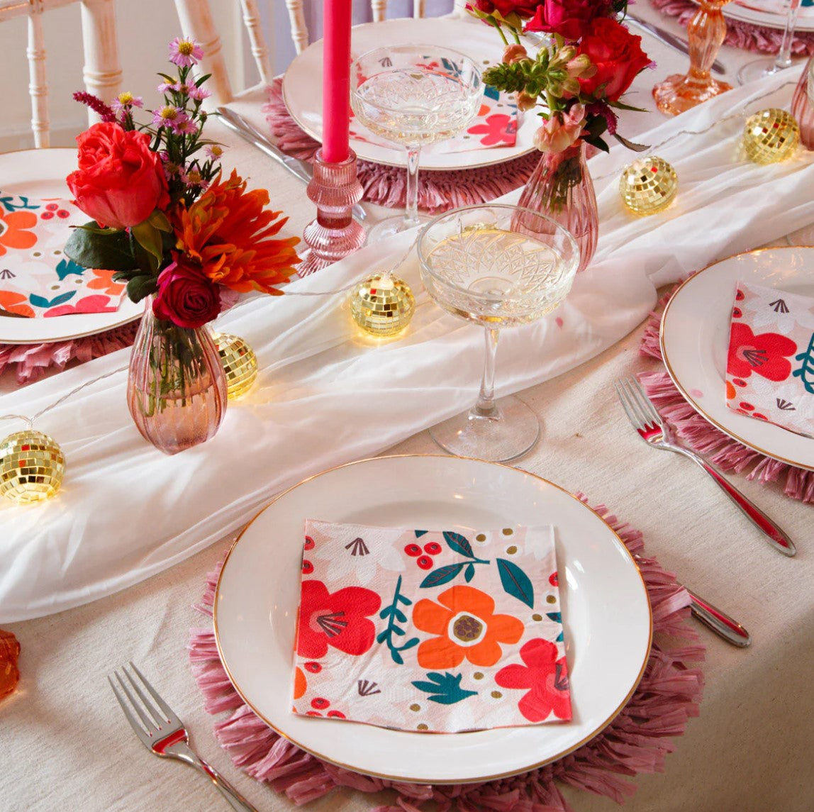 Pink & Red Floral Eco Recycled Napkins