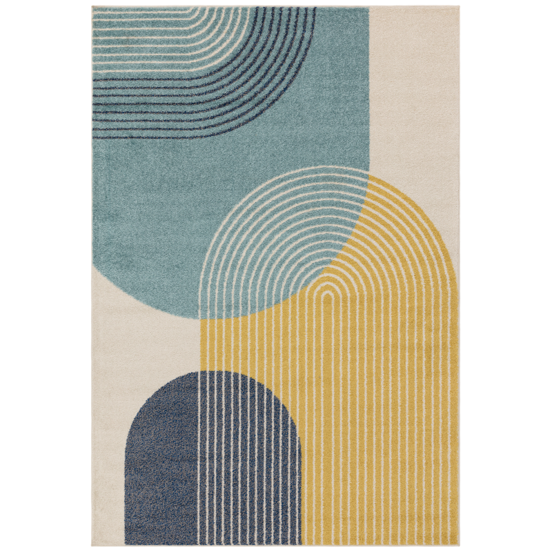 Asiatic Muse Yellow and Blue Retro Rug